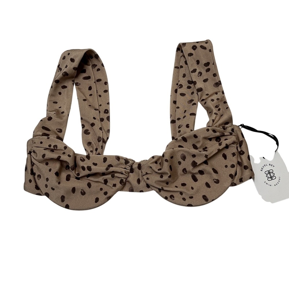 Revel Rey Binki Spencer Top Brown Animal Cheetah Print Underwire S Scrunch Strap